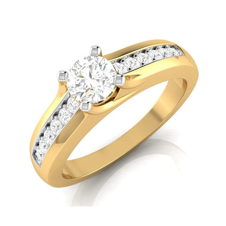 Jewelove™ Rings Women's Band only / VS J 70-Pointer  Solitaire 18K Yellow Gold Ring with Diamond Accents JL AU G 119Y-B