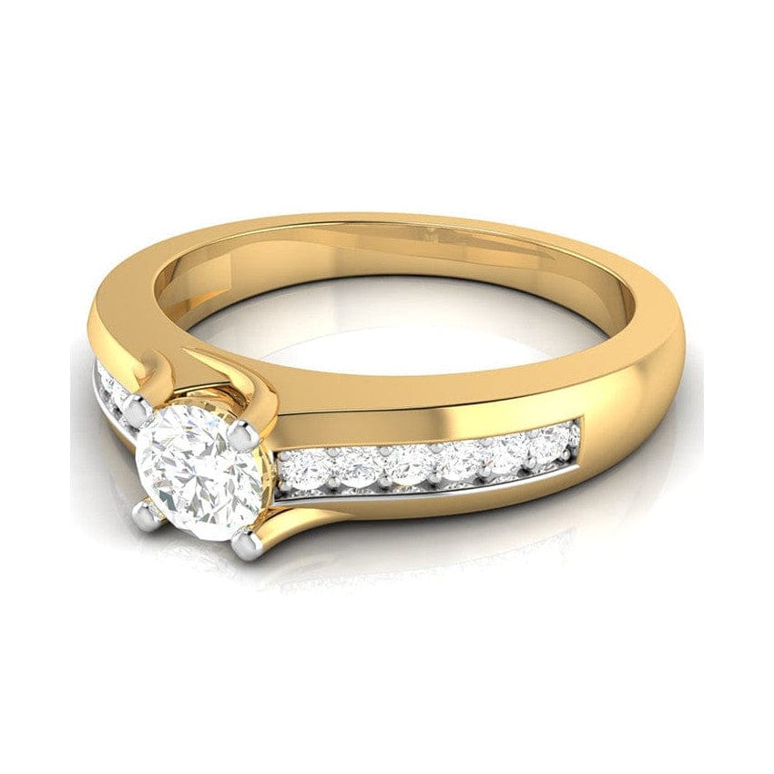 Jewelove™ Rings Women's Band only / VS J 70-Pointer  Solitaire 18K Yellow Gold Ring with Diamond Accents JL AU G 119Y-B
