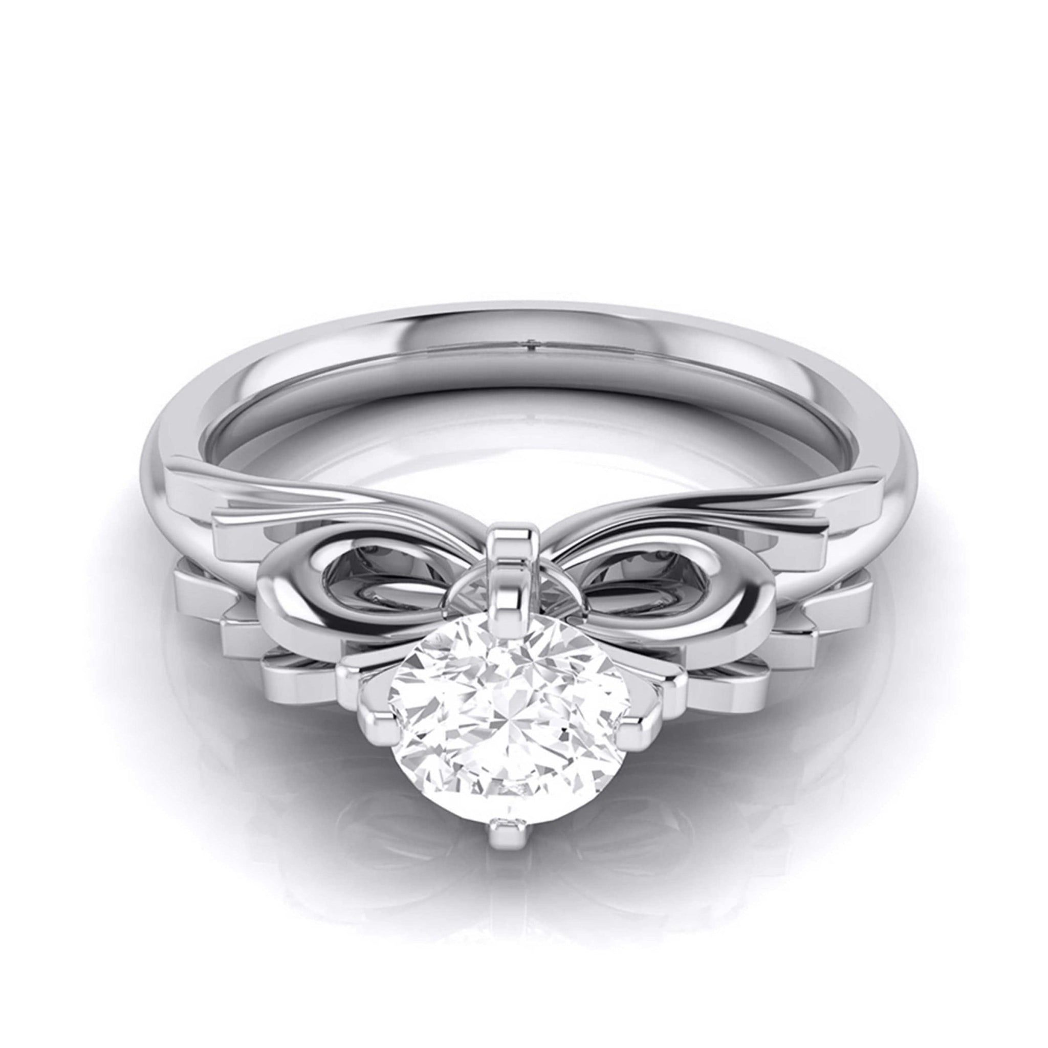 Jewelove™ Rings J VS / Women's Band only 70-Pointer Solitaire Designer Bow Platinum Ring JL PT G 108-B