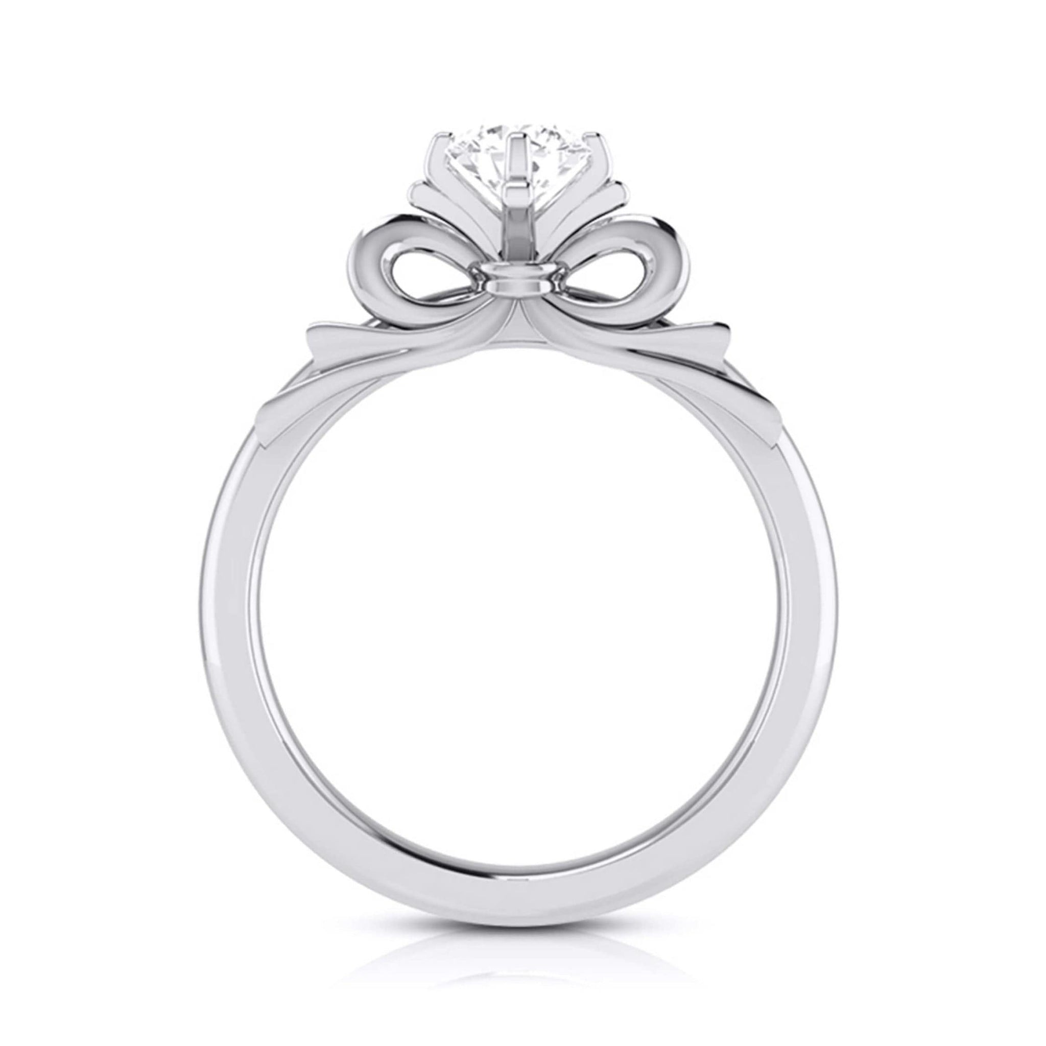 Jewelove™ Rings J VS / Women's Band only 70-Pointer Solitaire Designer Bow Platinum Ring JL PT G 108-B