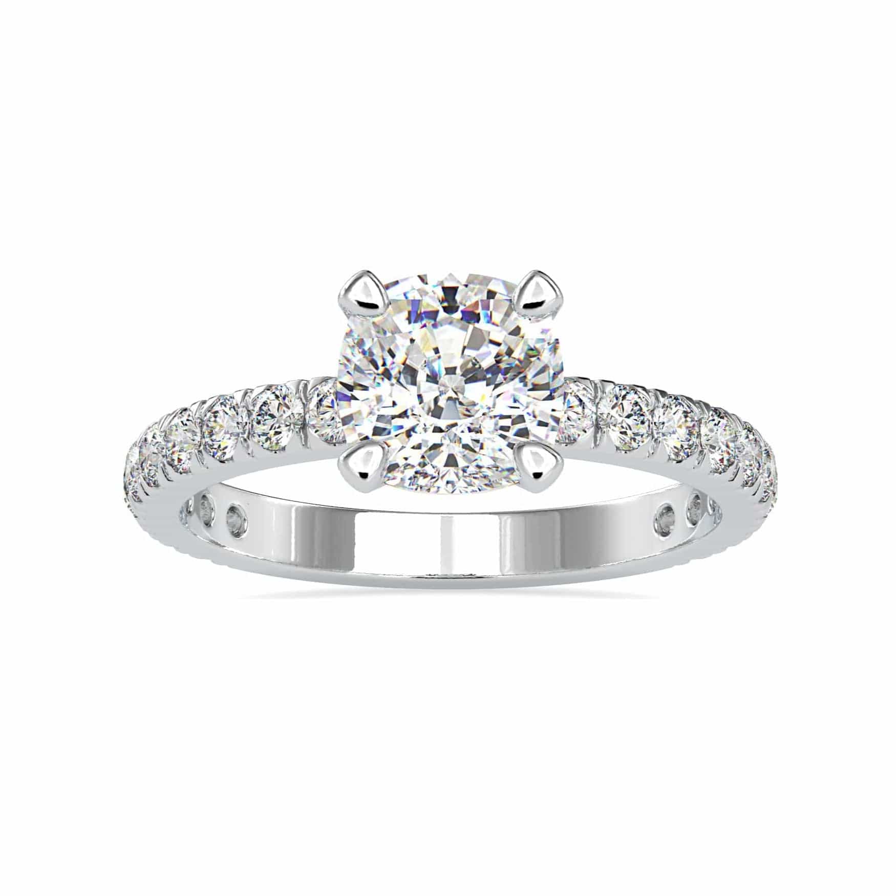 Jewelove™ Rings VS J / Women's Band only 70-Pointer Solitaire Diamond Shank Platinum Ring JL PT 0154-B