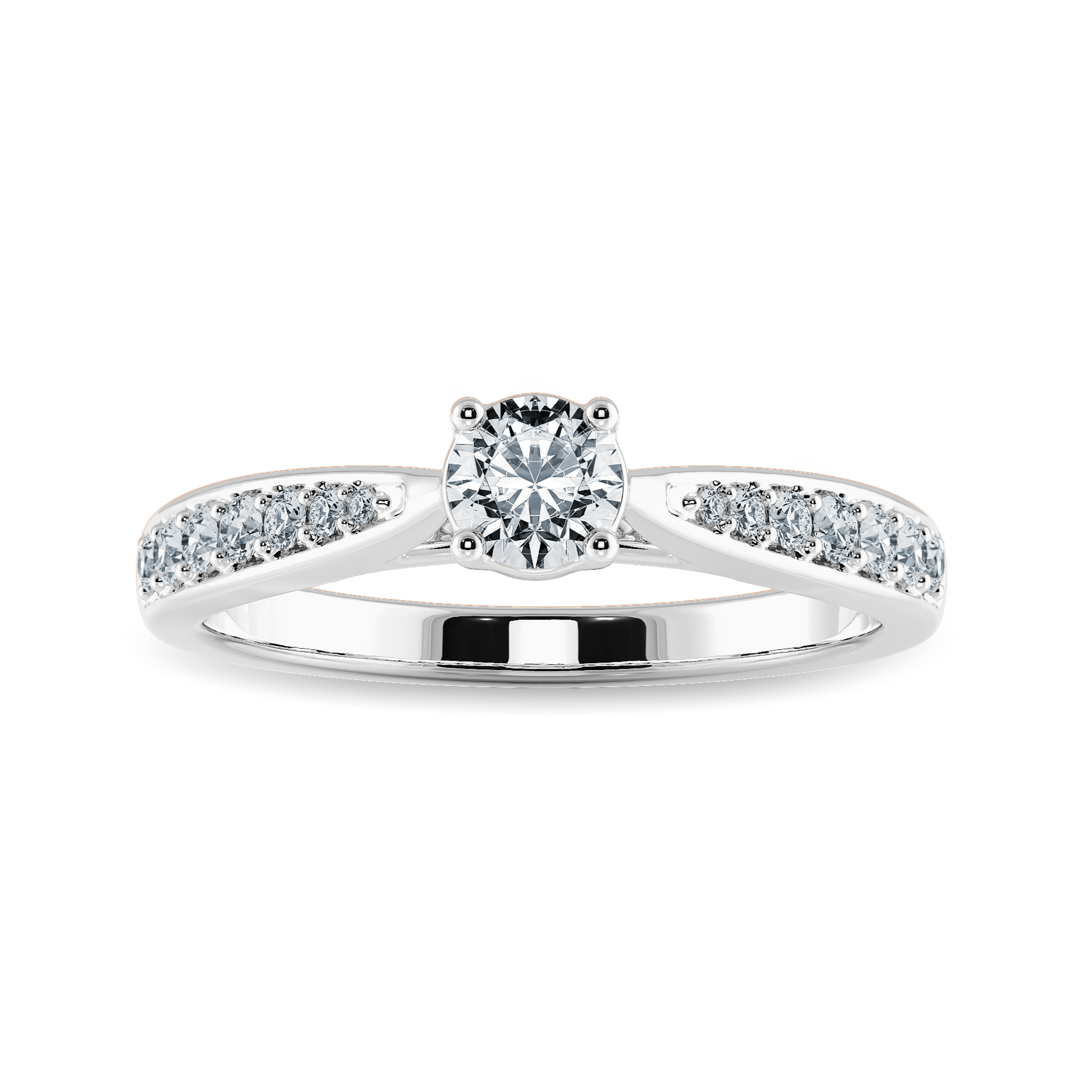 Jewelove™ Rings J VS / Women's Band only 70-Pointer Solitaire Diamond Shank Platinum Ring JL PT 1286-B
