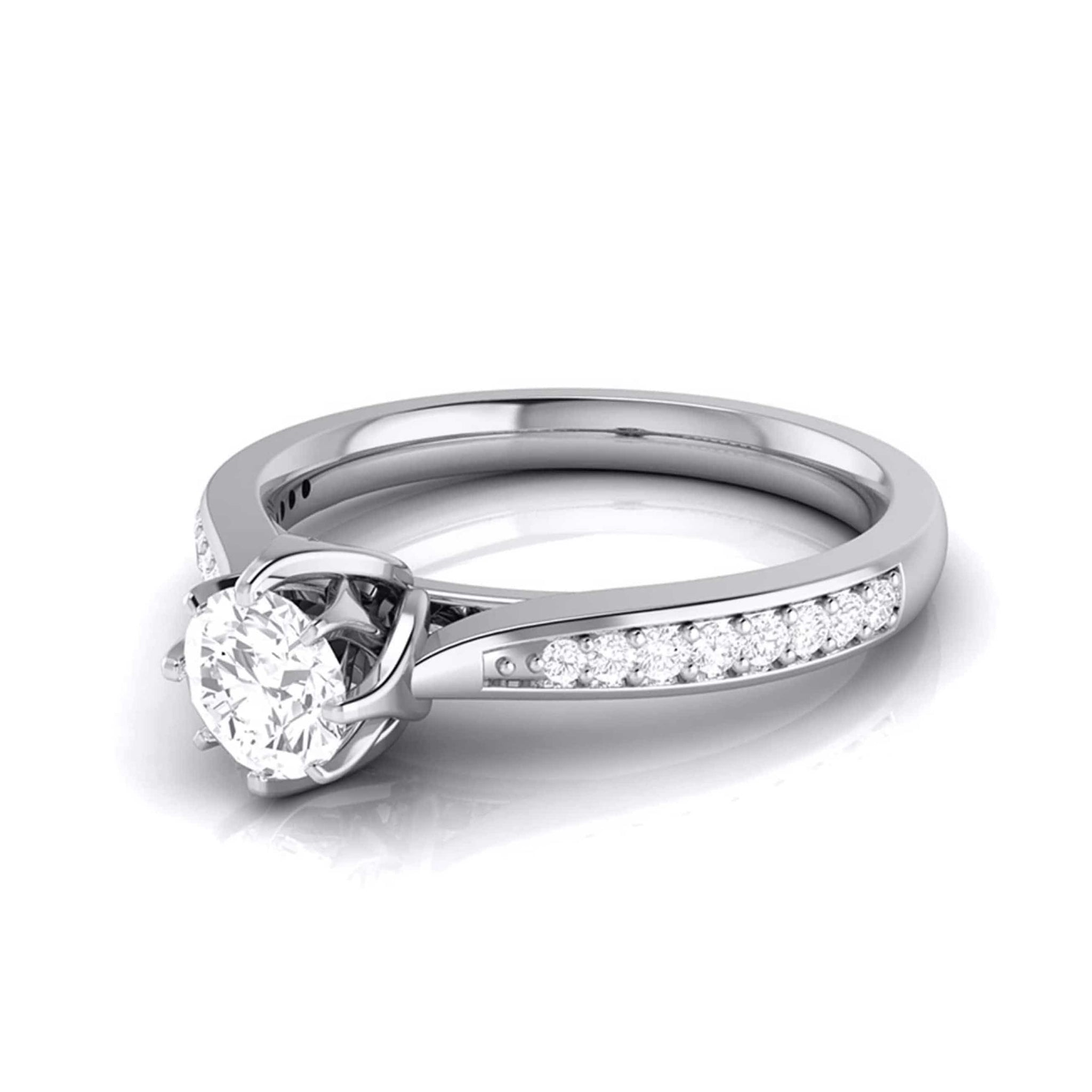 Jewelove™ Rings J VS / Women's Band only 70-Pointer Solitaire Diamond Shank Platinum Ring JL PT G 109-B