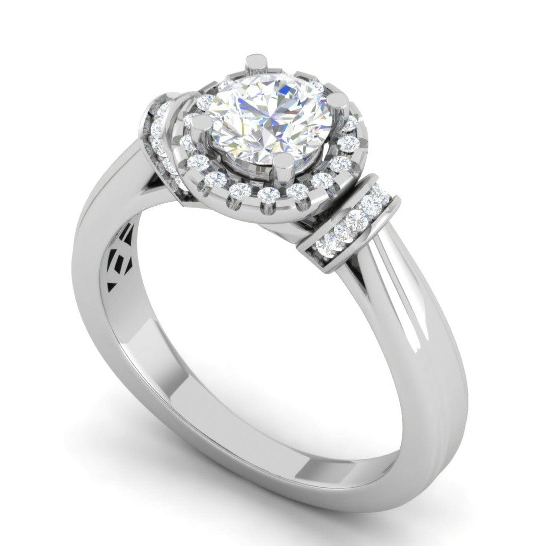 Jewelove™ Rings J VS / Women's Band only 70-Pointer Solitaire Halo Diamond Platinum Engagement Ring JL PT WB5996E-B
