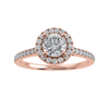 Jewelove™ Rings Women's Band only / VS J 70-Pointer Solitaire Halo Diamond Shank 18K Rose Gold Ring JL AU 1294R-B
