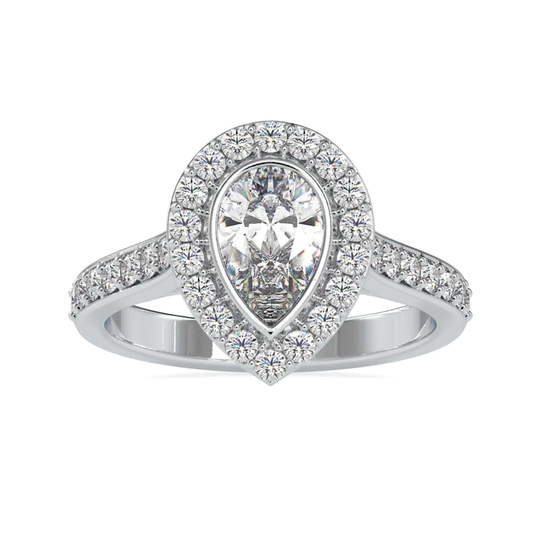 Jewelove™ Rings VS I / Women's Band only 70-Pointer Solitaire Halo Diamond Shank Platinum Engagement Ring JL PT 0055-B
