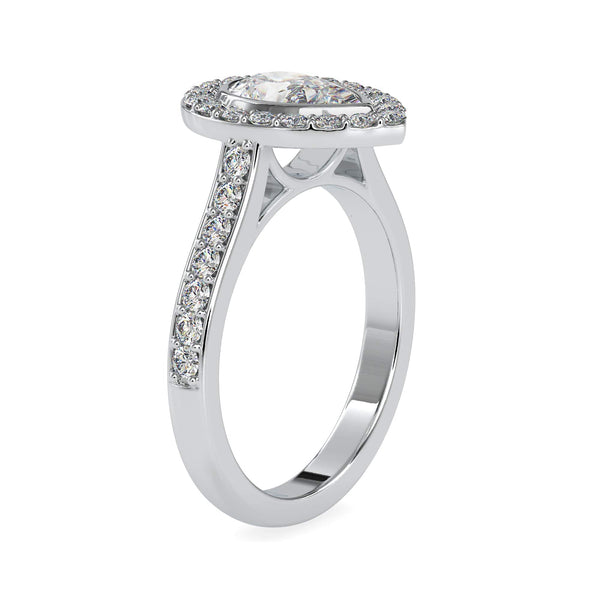 Jewelove™ Rings VS I / Women's Band only 70-Pointer Solitaire Halo Diamond Shank Platinum Engagement Ring JL PT 0055-B