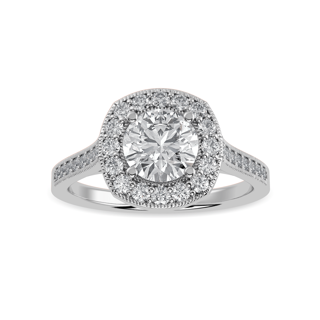 Jewelove™ Rings J VS / Women's Band only 70-Pointer Solitaire Halo Diamond Shank Platinum Ring JL PT 1332-B