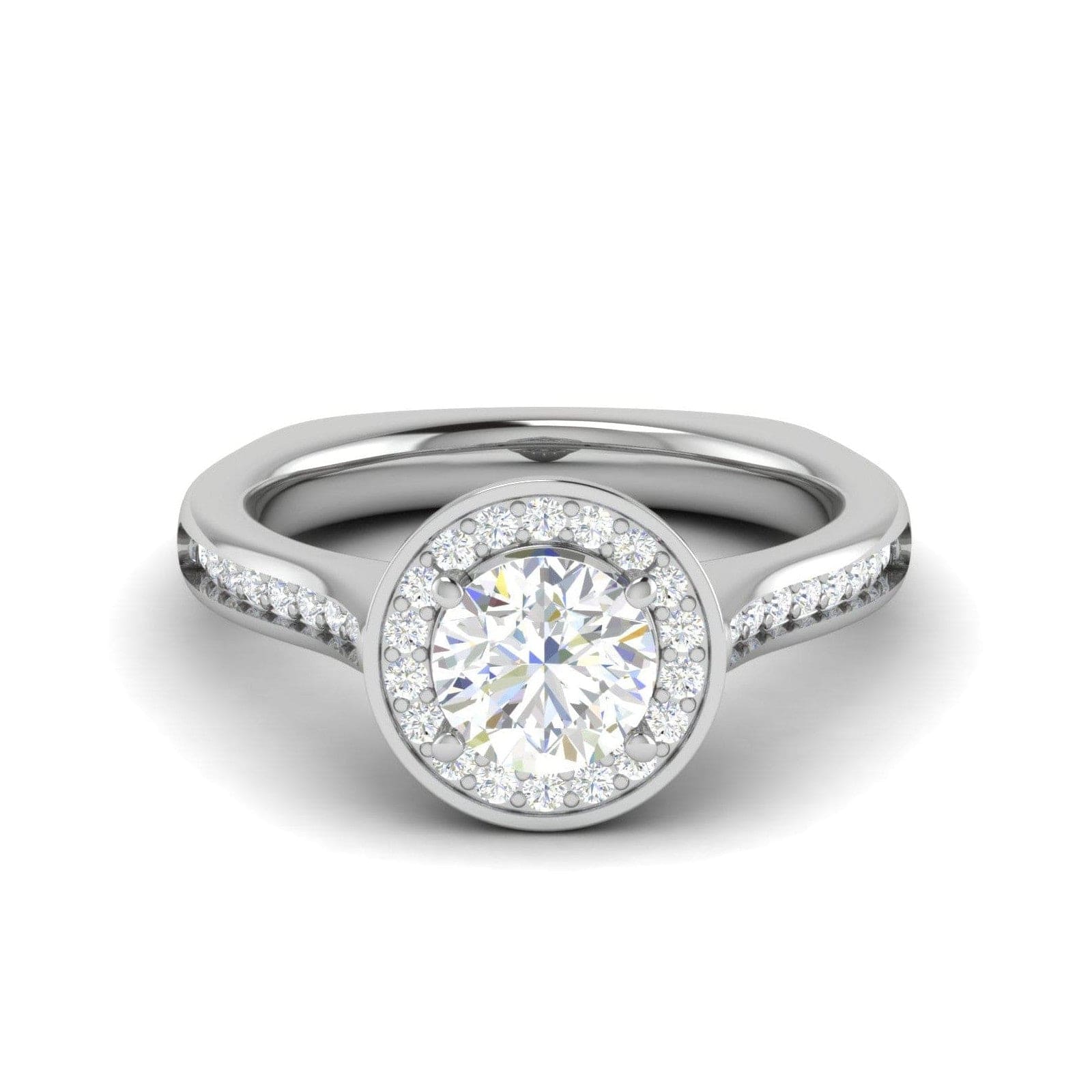 Jewelove™ Rings J VS / Women's Band only 70-Pointer Solitaire Halo Diamond Shank Platinum Ring JL PT RH RD 156