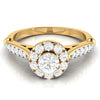 Jewelove™ Rings Women's Band only / VS J 70-Pointer Solitaire Halo Diamond Shank Yellow Gold Ring JL AU G 103Y-B