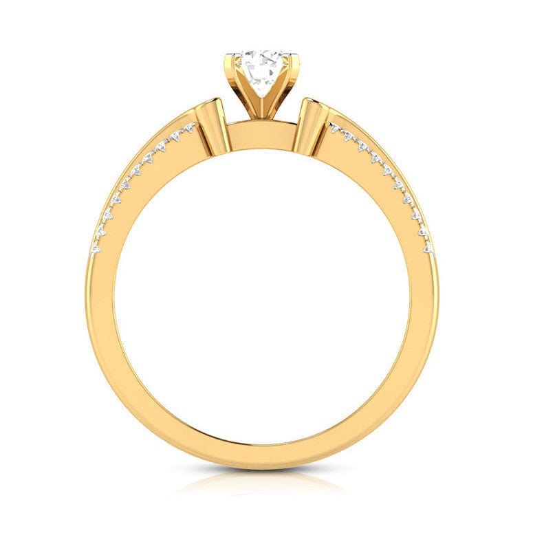 Jewelove™ Rings Women's Band only / VS J 70-Pointer Solitaire with 2-Row Diamond Shank 18K Yellow Gold Ring JL AU G 116Y-B