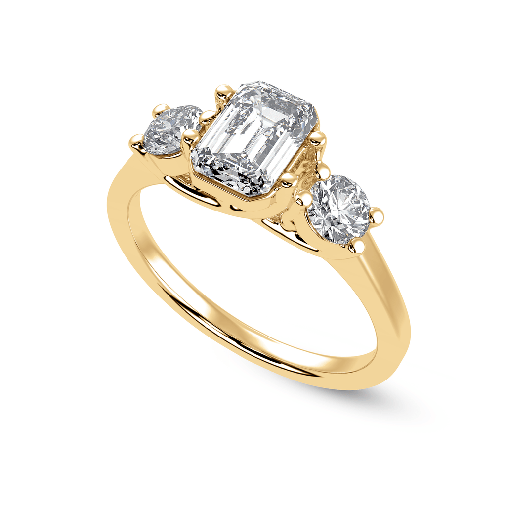 Jewelove™ Rings Women's Band only / VVS E 70cts. Emerald Cut Solitaire Diamond Accents 18K Yellow Gold Ring JL AU 1232Y-B