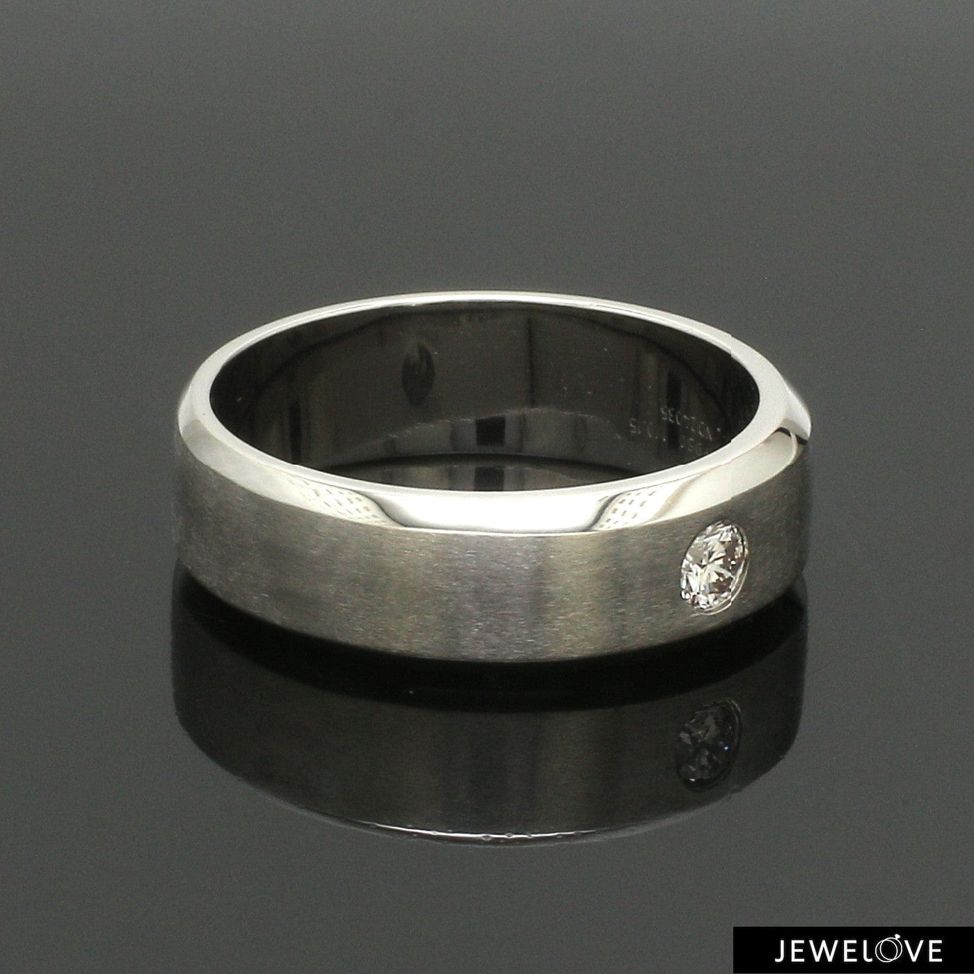 Jewelove™ Rings 7mm Designer Single Diamond Platinum Band for Men JL PT 475