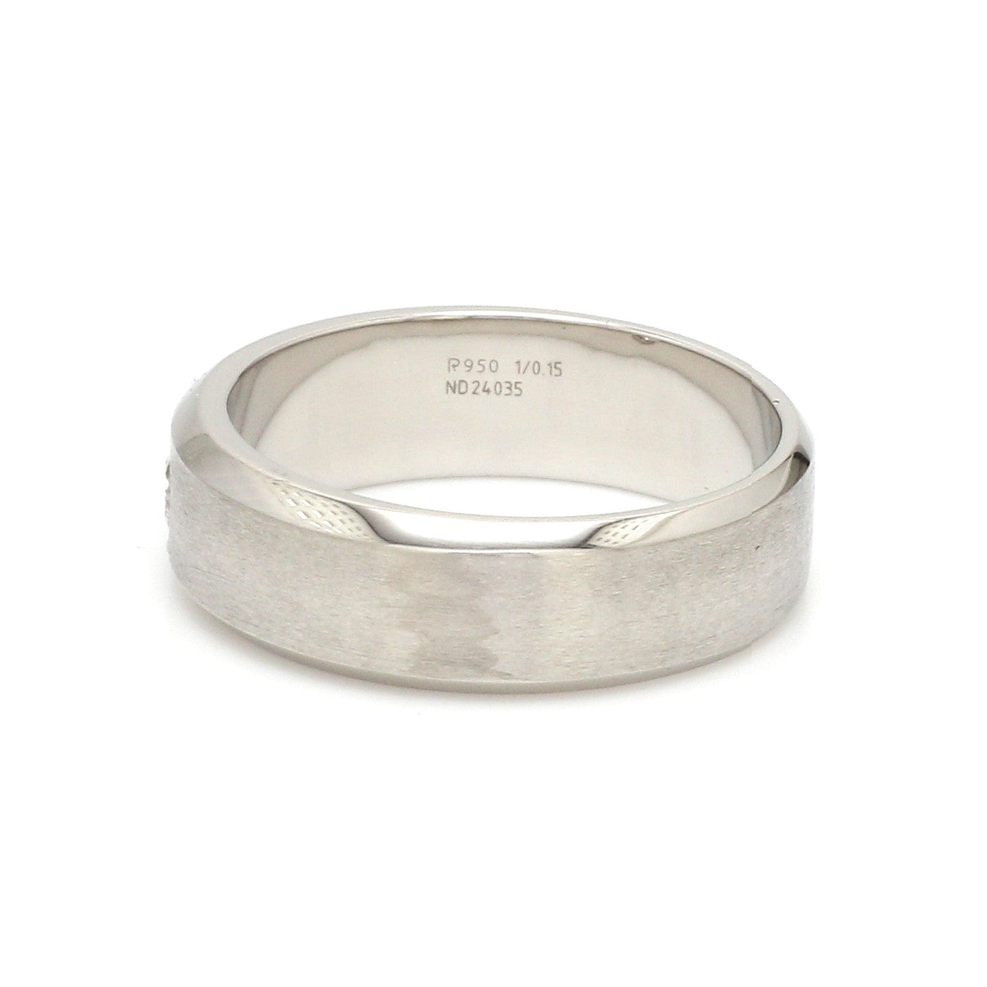 Jewelove™ Rings 7mm Designer Single Diamond Platinum Band for Men JL PT 475