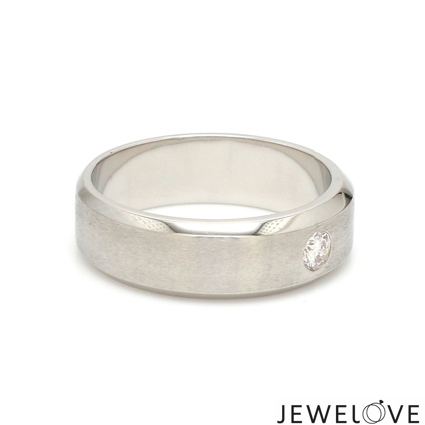 Jewelove™ Rings 7mm Designer Single Diamond Platinum Band for Men JL PT 475