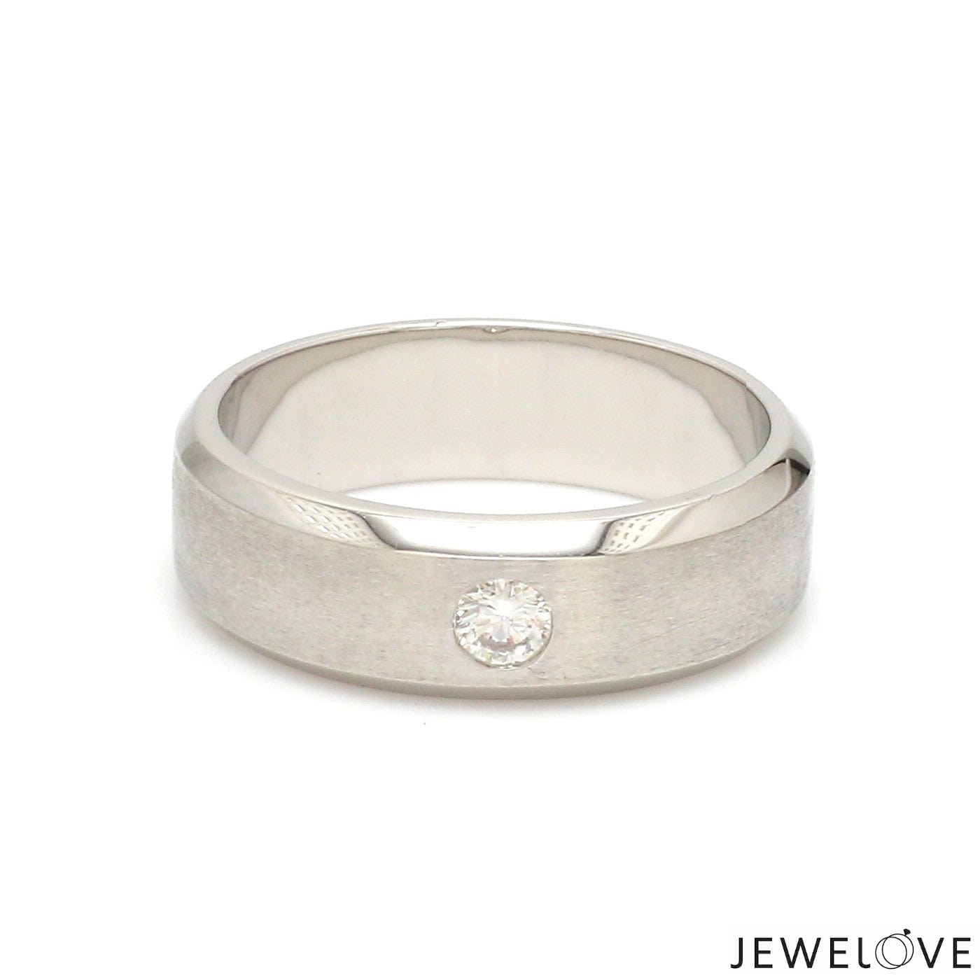 Jewelove™ Rings 7mm Designer Single Diamond Platinum Band for Men JL PT 475