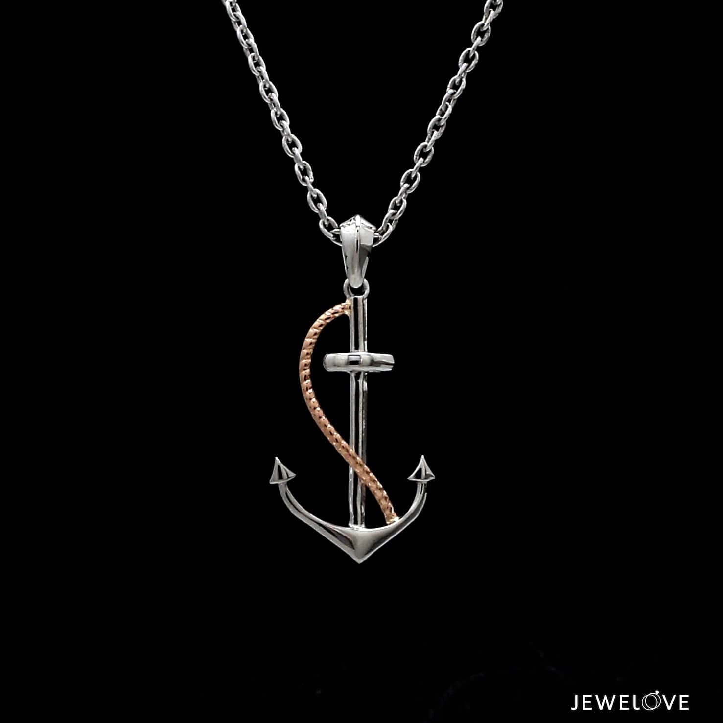 Platinum Anchor Pendant with Rose Gold for Sailors JL PT P 320