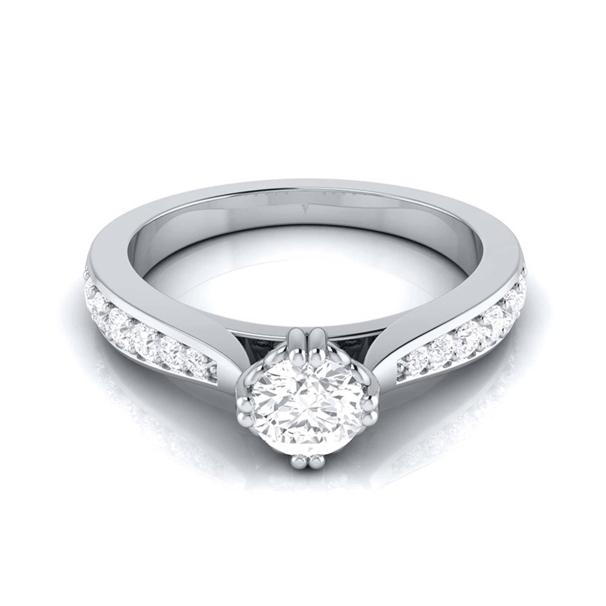 Jewelove™ Rings Women's Band only / VS J Beautiful Hidden Hearts 1-Carat Platinum Solitaire Engagement Ring with Accent Diamonds JL PT G 107-C