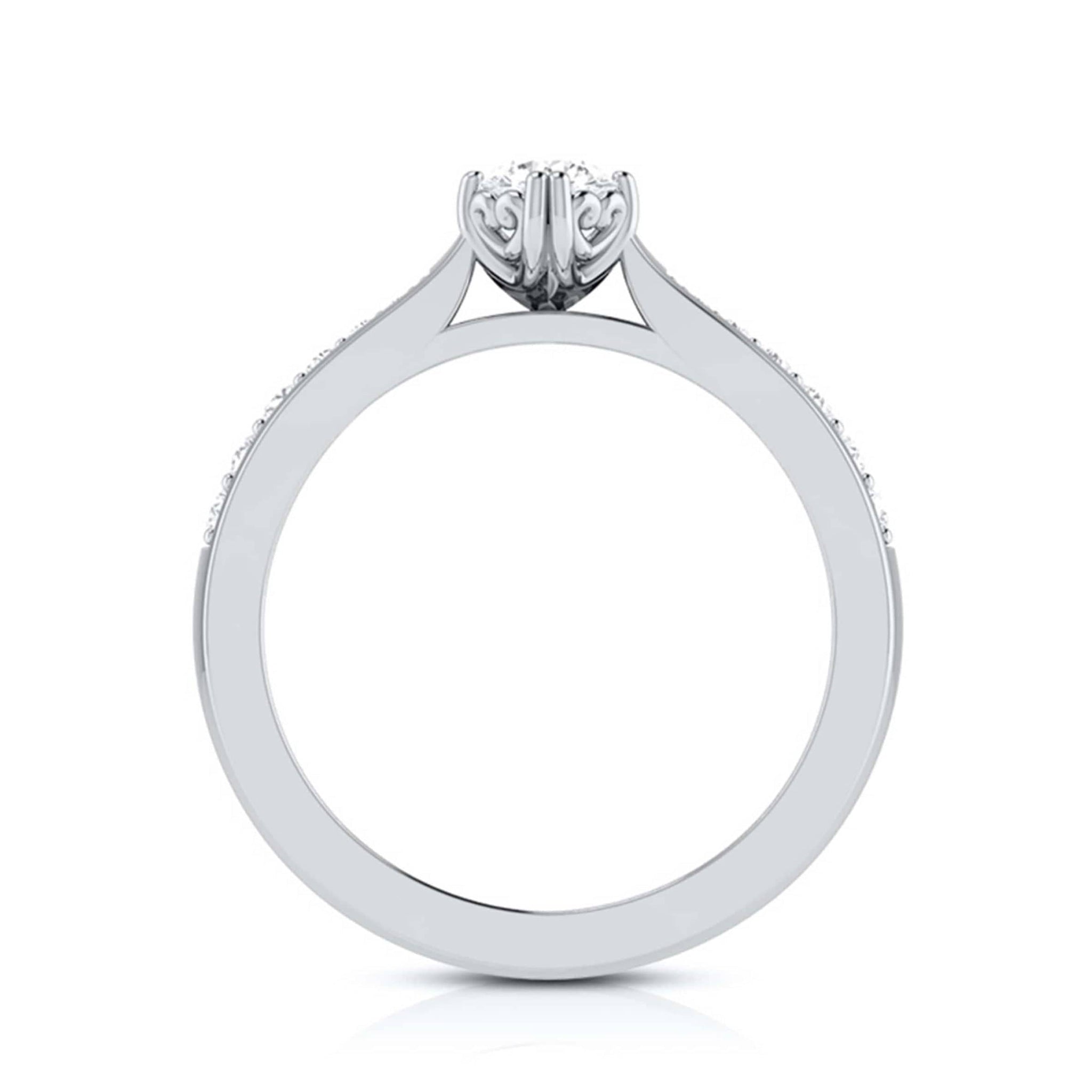 Jewelove™ Rings Women's Band only / VS J Beautiful Hidden Hearts 30-Pointer Platinum Solitaire Engagement Ring with Accent Diamonds JL PT G 107