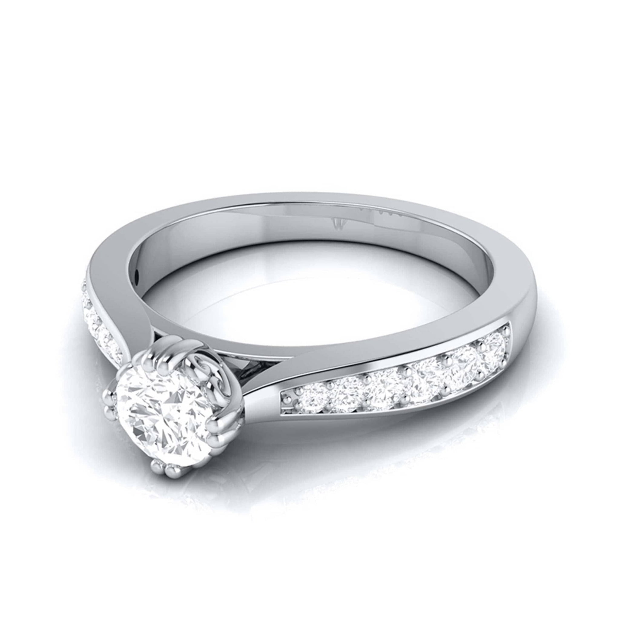 Jewelove™ Rings Women's Band only / VS J Beautiful Hidden Hearts 30-Pointer Platinum Solitaire Engagement Ring with Accent Diamonds JL PT G 107