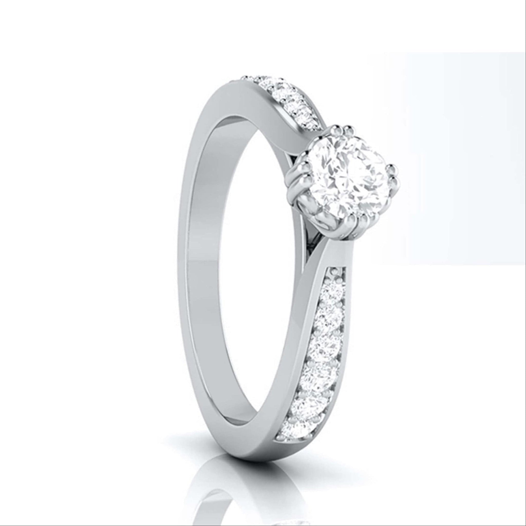 Jewelove™ Rings Women's Band only / VS J Beautiful Hidden Hearts 30-Pointer Platinum Solitaire Engagement Ring with Accent Diamonds JL PT G 107