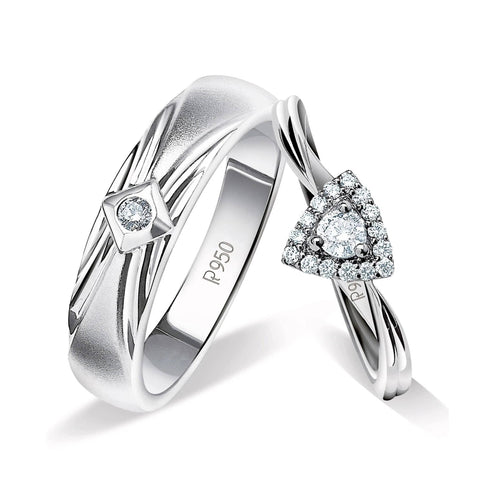 Beautiful Platinum Love Bands with Diamonds JL PT 903