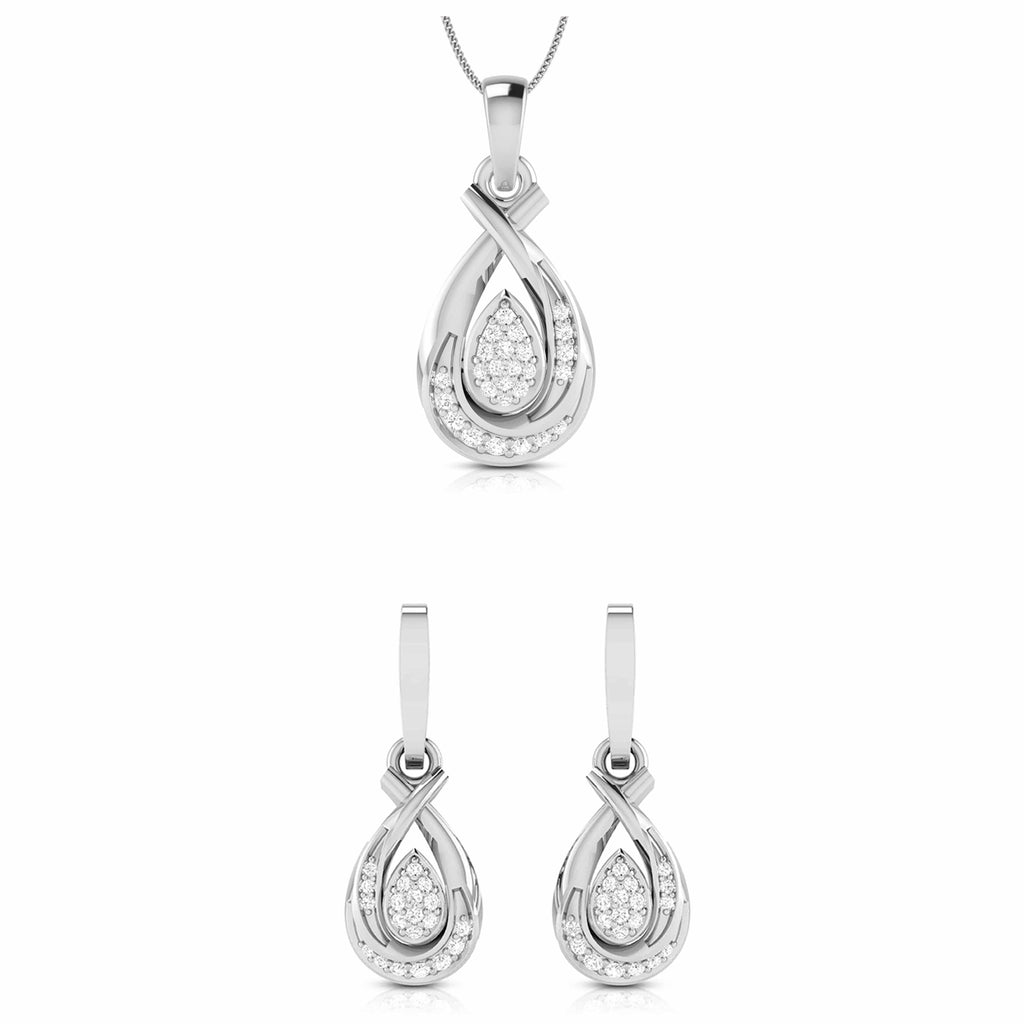 Jewelove™ Pendants & Earrings Pendant Set Beautiful Platinum with Diamond Pendant Set for Women JL PT P 2449