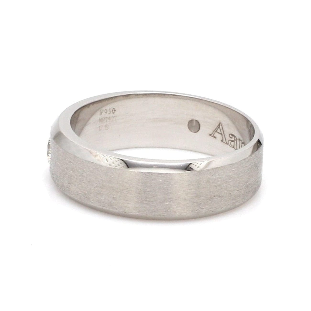 Beveled Edges Designer Single Diamond Platinum Band for Men JL PT