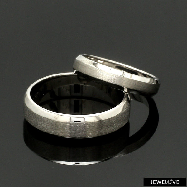 Jewelove™ Rings Beveled Edges Plain Platinum Couple Ring JL PT 616 - A Solid