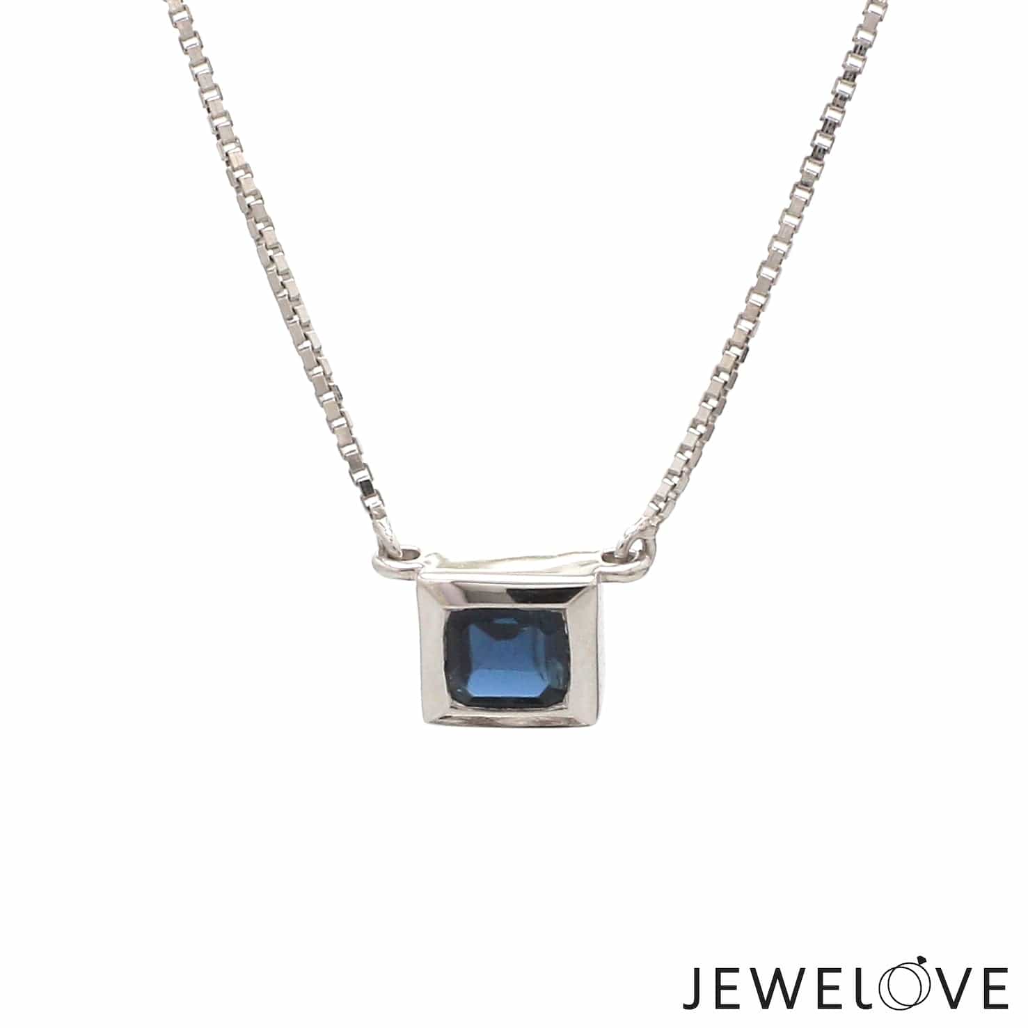 Blue Sapphire Necklace - Oval 28.80 Ct. - 18K White Gold #J8735