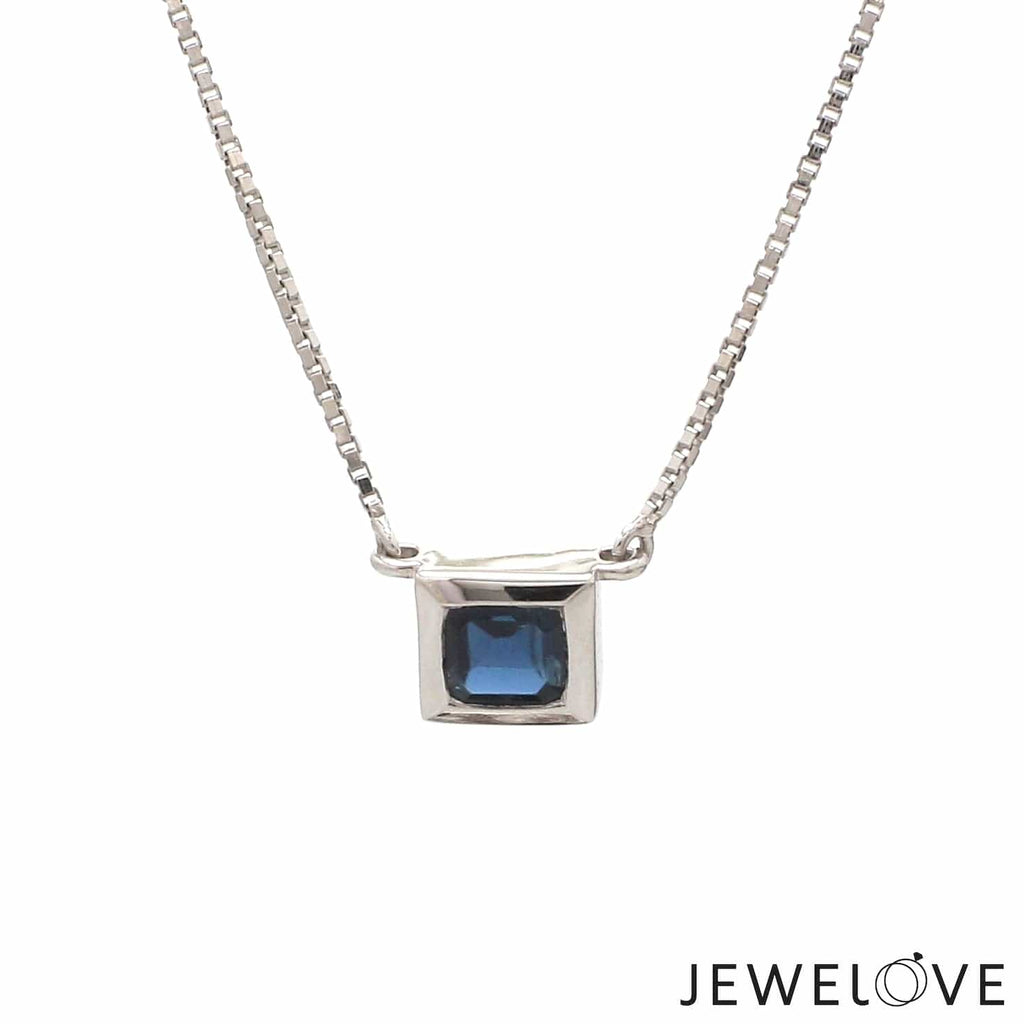 Jewelove™ Pendants Blue Sapphire Pendant in Platinum JL PT P 317
