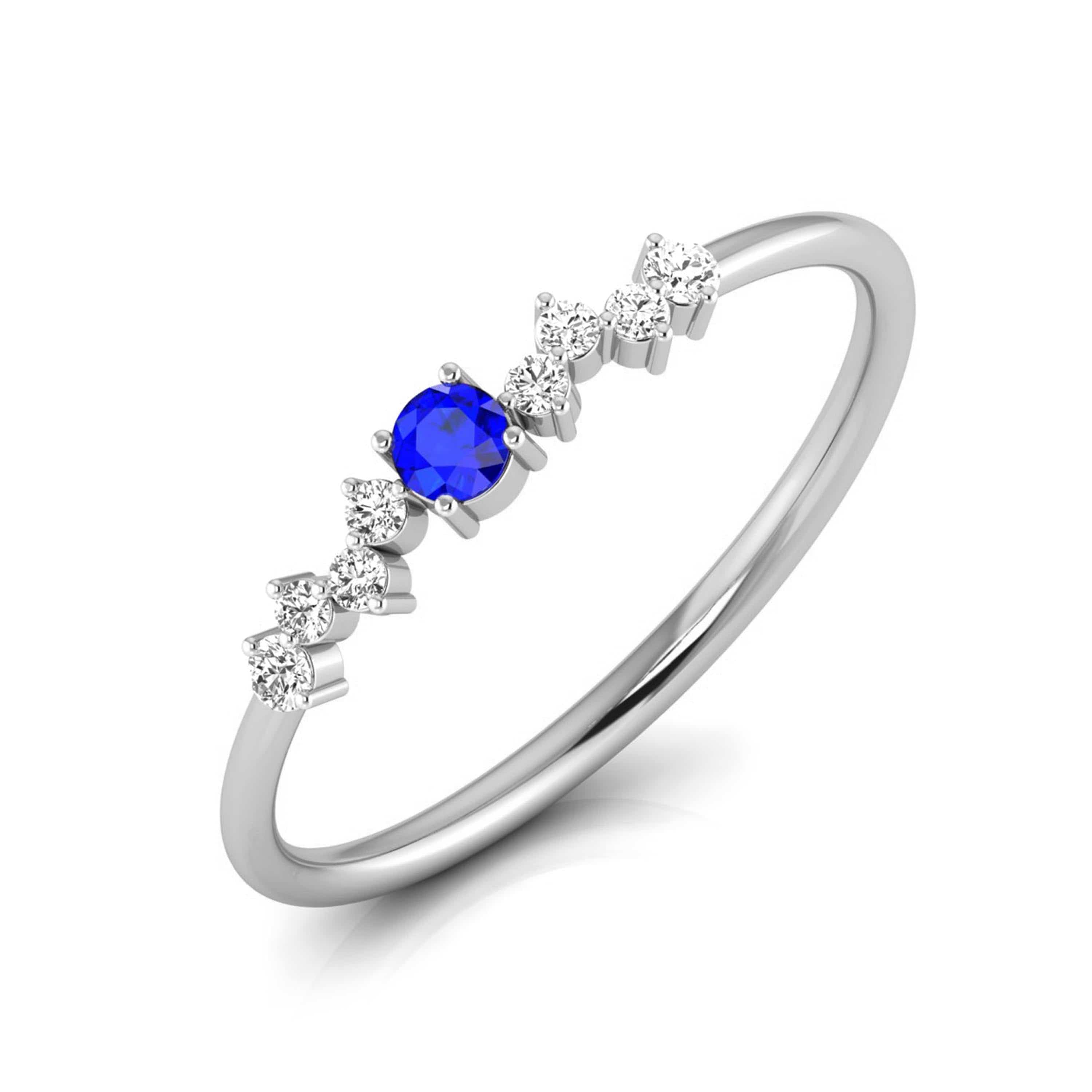 Blue sapphire engagement ring with diamonds / Undina | Eden Garden Jewelry™