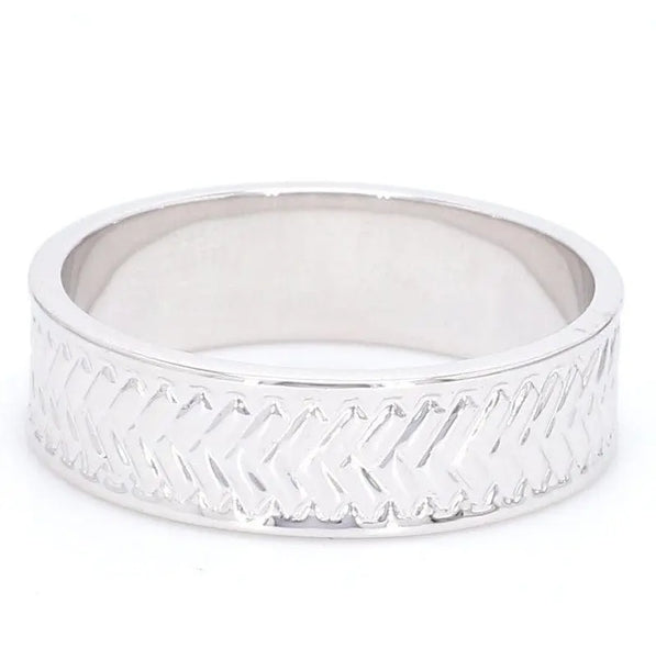 Jewelove™ Rings Men's Band only Broad Plain Platinum Love Bands with Weaving Texture JL PT 417