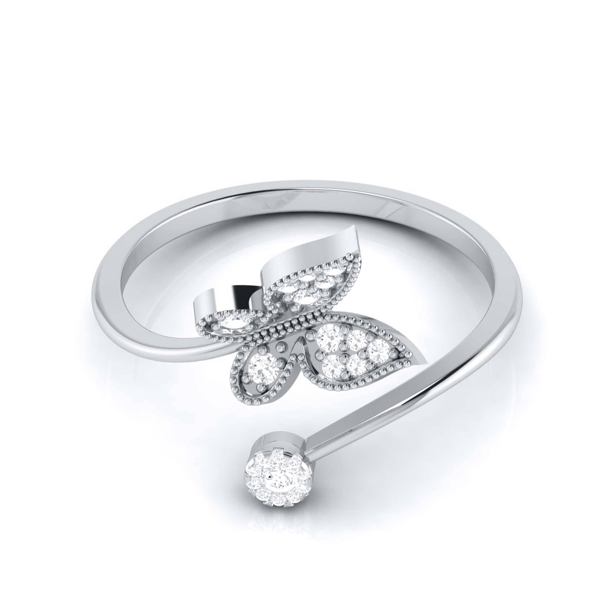 Jewelove™ Rings Butterfly Platinum Diamond Ring with Milgrain for Women JL PT LR 142