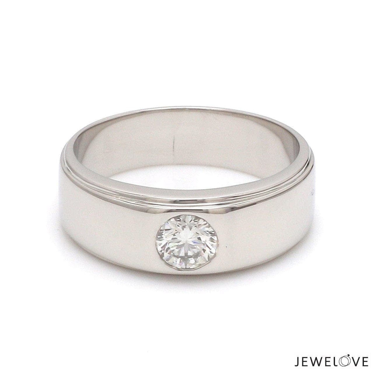 Jewelove™ Rings Classic Platinum Solitaire Love Bands SJ PTO 101 - Hi-Polish