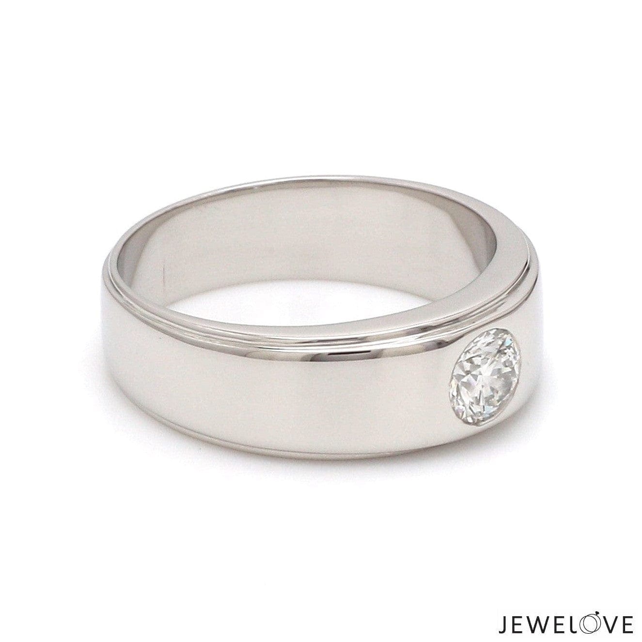 Jewelove™ Rings Classic Platinum Solitaire Love Bands SJ PTO 101 - Hi-Polish