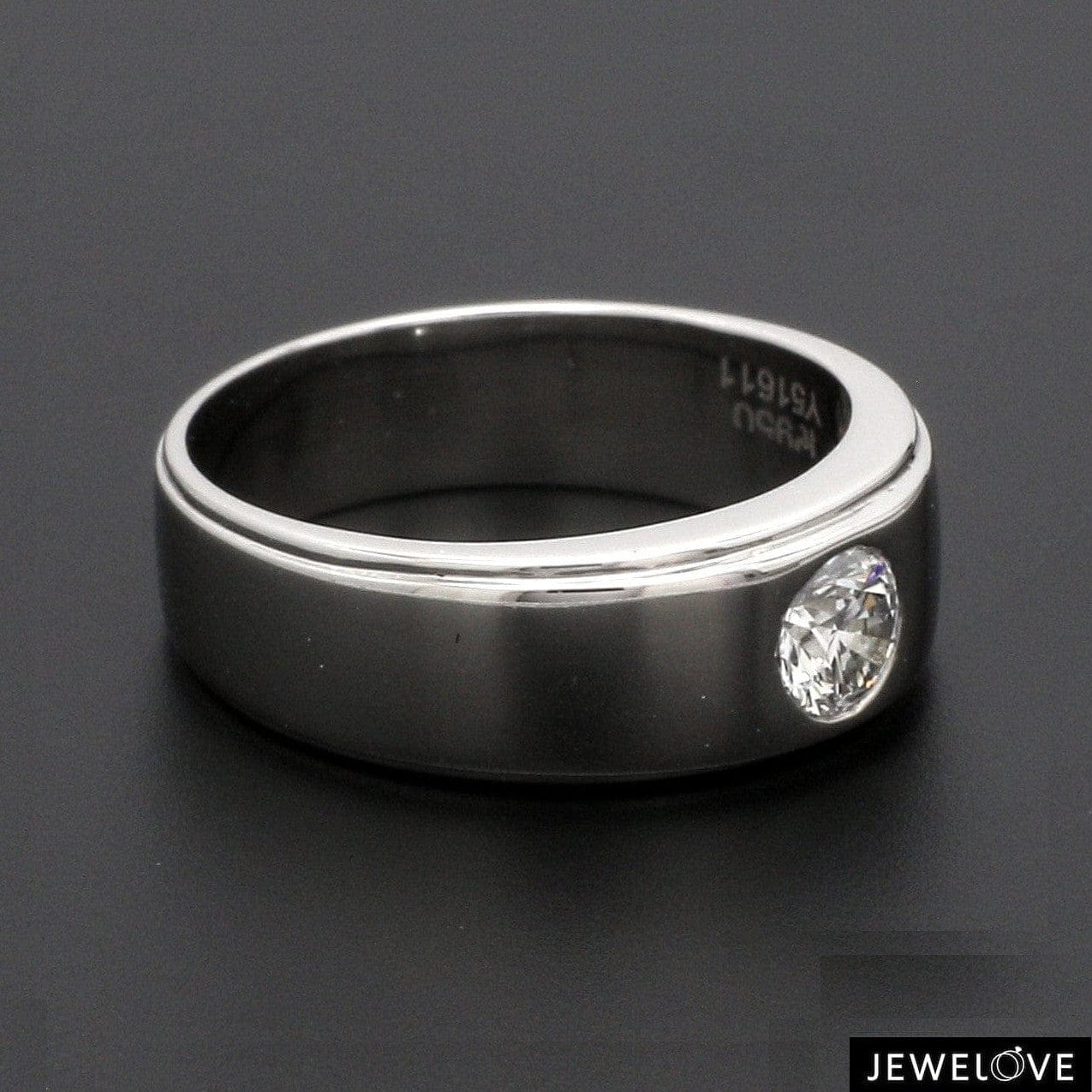 Jewelove™ Rings Women's Band only / VVS GH Classic Platinum Solitaire Love Bands SJ PTO 101 - Hi-Polish