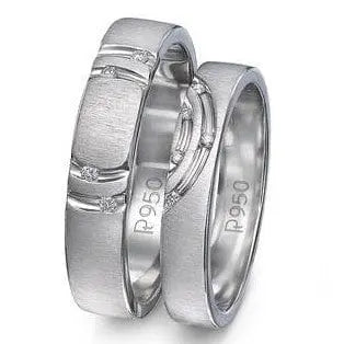 Jewelove™ Rings Both Concentric Circles Platinum Couple Rings with Diamonds JL PT 418
