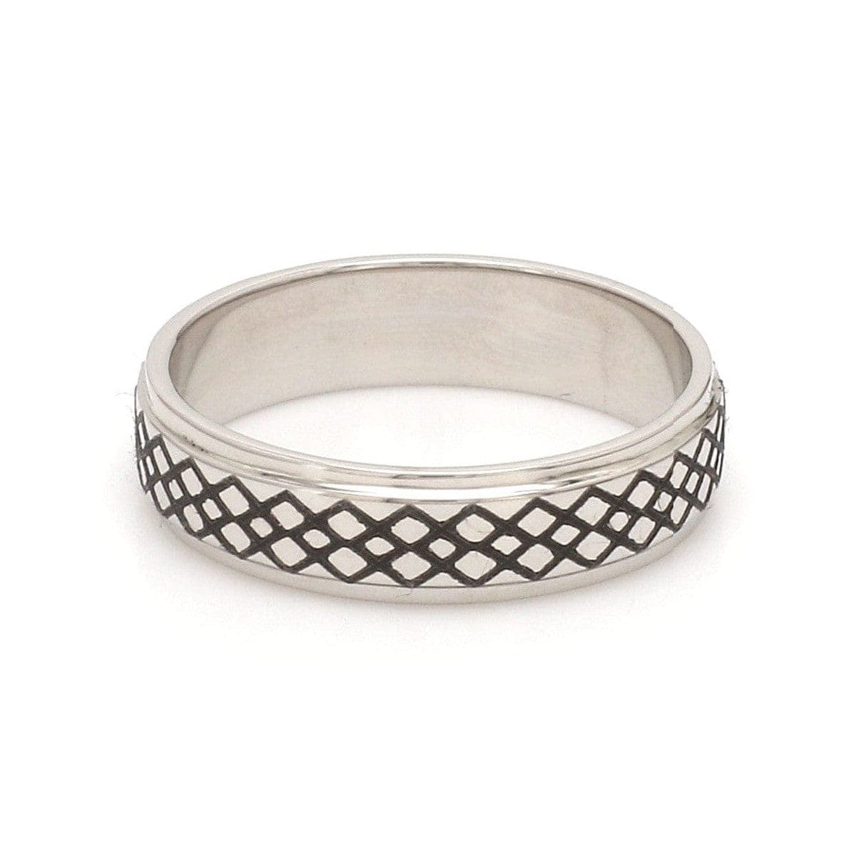 Jewelove™ Rings Criss-cross Pattern with Enamel Platinum Unisex Ring JL PT 5945-A