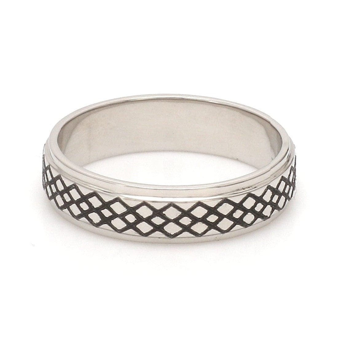 Jewelove™ Rings Criss-cross Pattern with Enamel Platinum Unisex Ring JL PT 5945-A