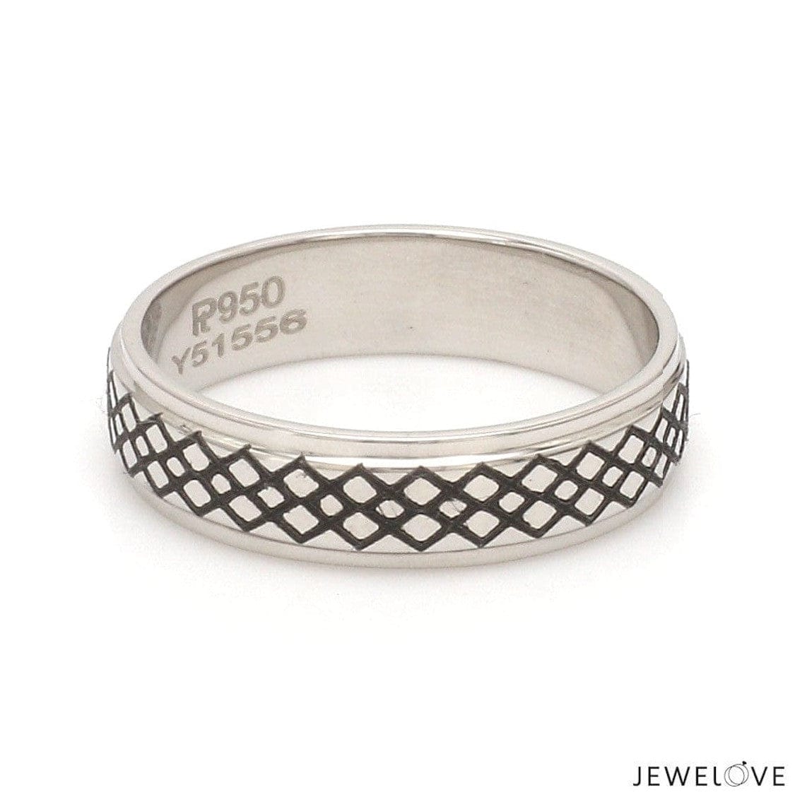 Jewelove™ Rings Criss-cross Pattern with Enamel Platinum Unisex Ring JL PT 5945-A