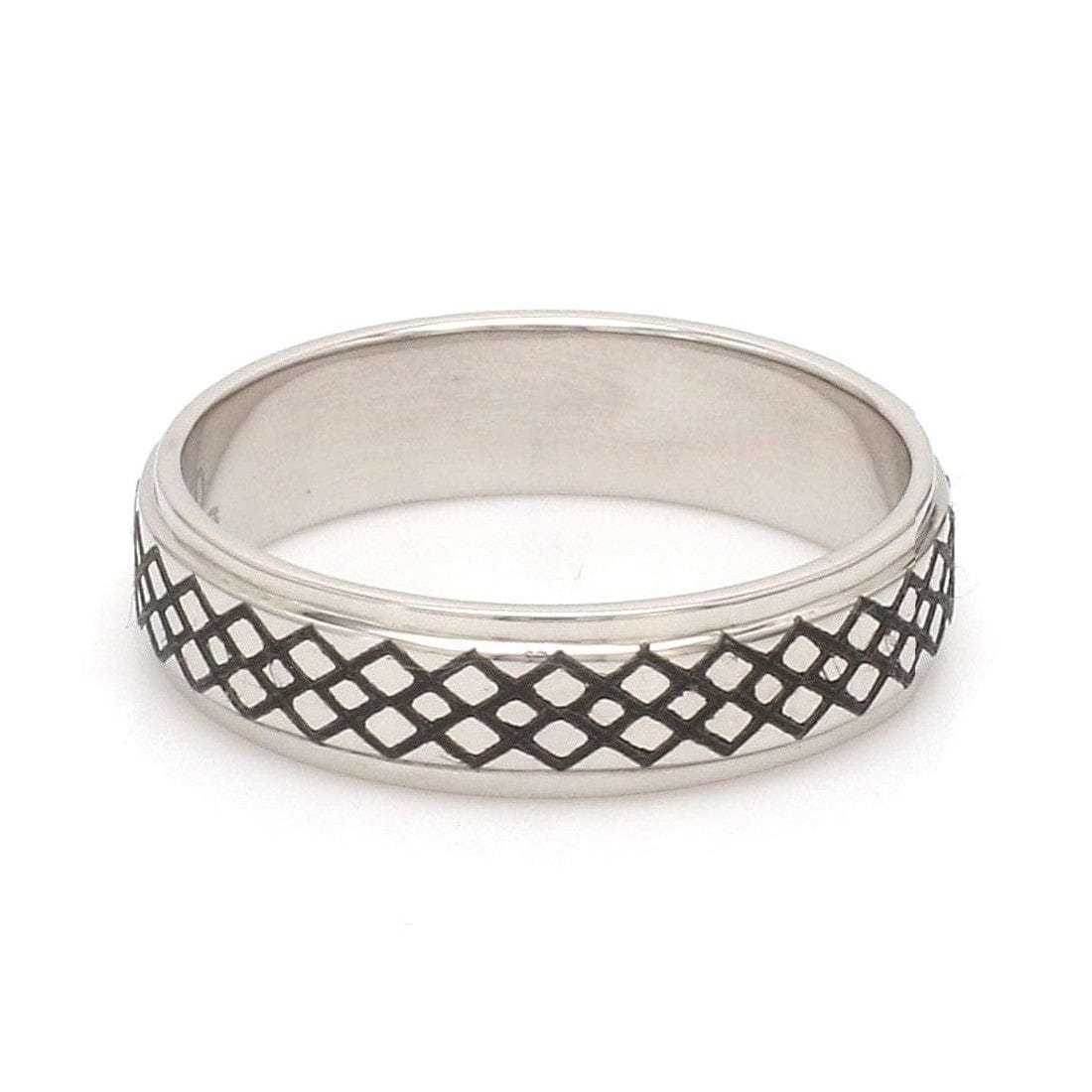 Jewelove™ Rings Criss-cross Pattern with Enamel Platinum Unisex Ring JL PT 5945-A