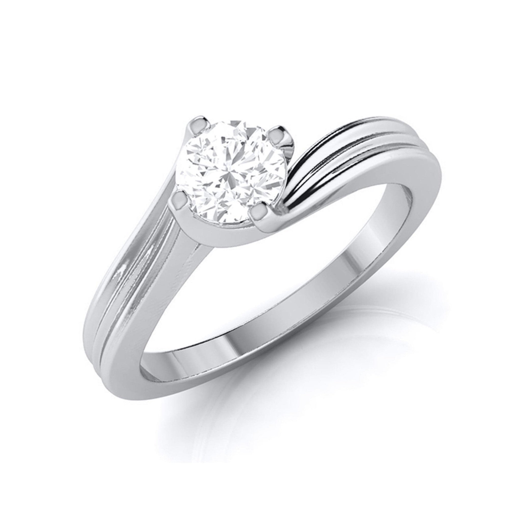 Jewelove™ Rings J VS / Women's Band only Curvy 0.40 cts. Platinum Solitaire Engagement Ring for Women JL PT G-124