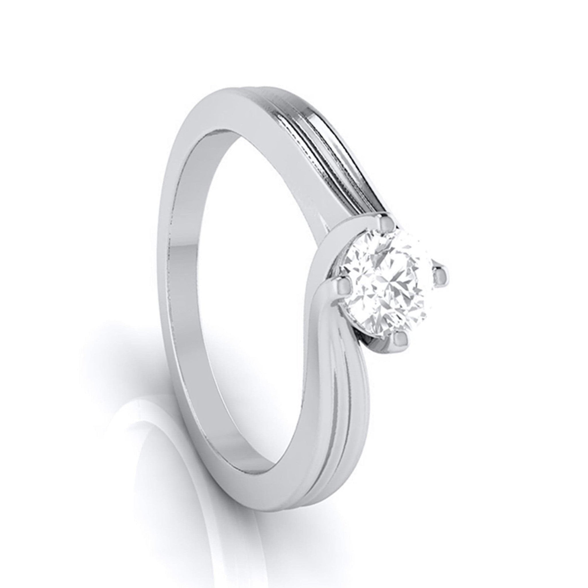 Jewelove™ Rings J VS / Women's Band only Curvy 0.40 cts. Platinum Solitaire Engagement Ring for Women JL PT G-124