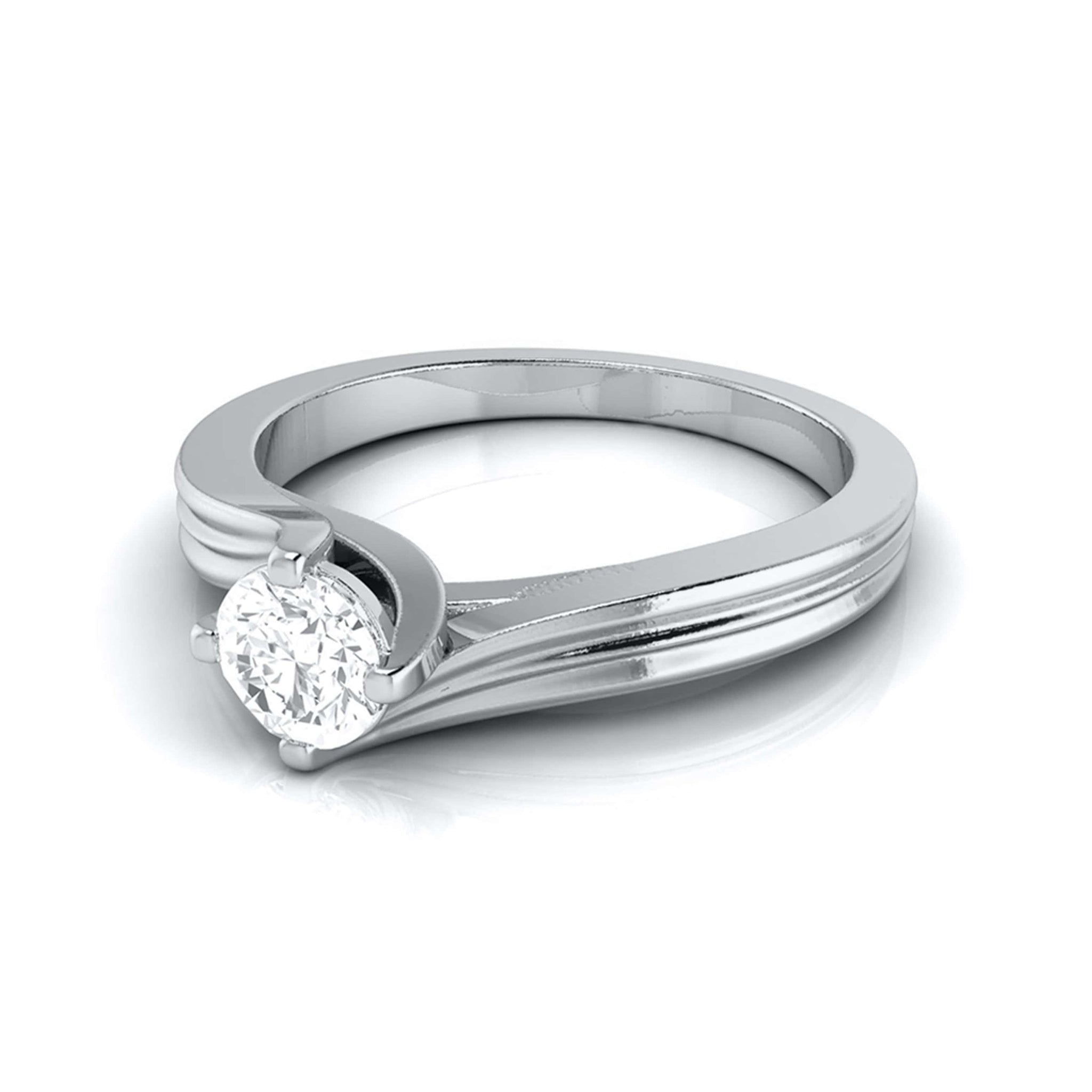 Jewelove™ Rings J VS / Women's Band only Curvy 0.40 cts. Platinum Solitaire Engagement Ring for Women JL PT G-124