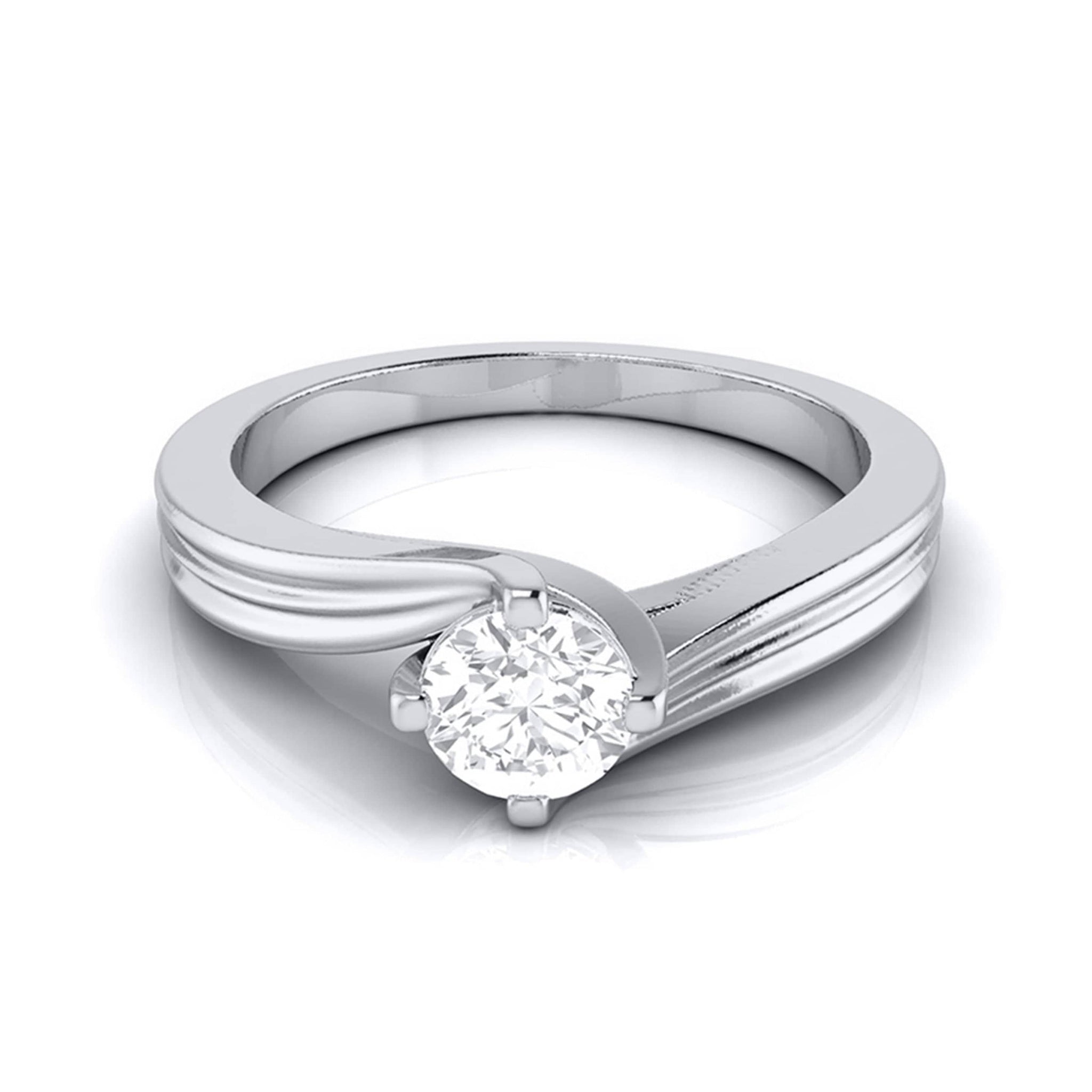 Jewelove™ Rings J VS / Women's Band only Curvy 0.40 cts. Platinum Solitaire Engagement Ring for Women JL PT G-124