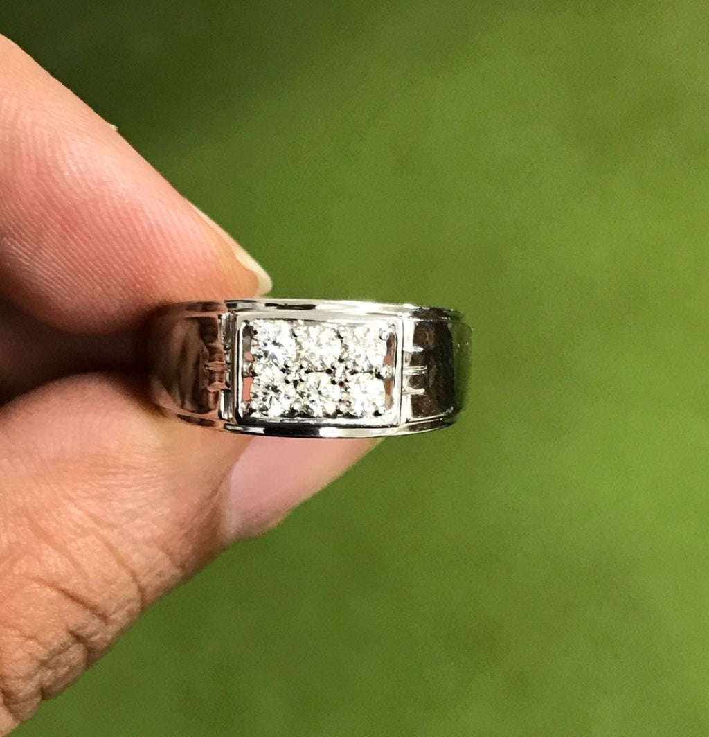 Jewelove™ Rings Men’s Band only Customised 6 Diamond Platinum Ring for Men JL PT 1087