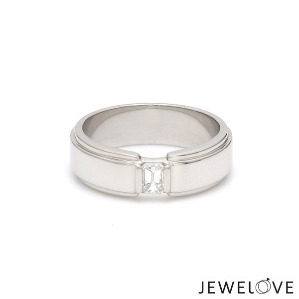 Jewelove™ Rings Men's Band only Customised Emerald Cut Diamond Ring