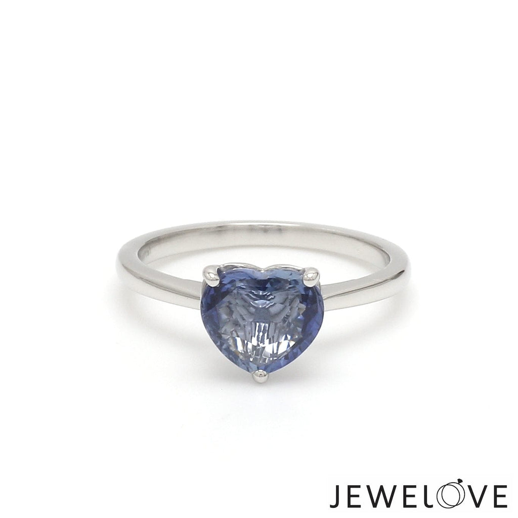 Jewelove™ Rings Women's Band only Customised Heart Cut Blue Sapphire Platinum Ring JL PT 19008-Z