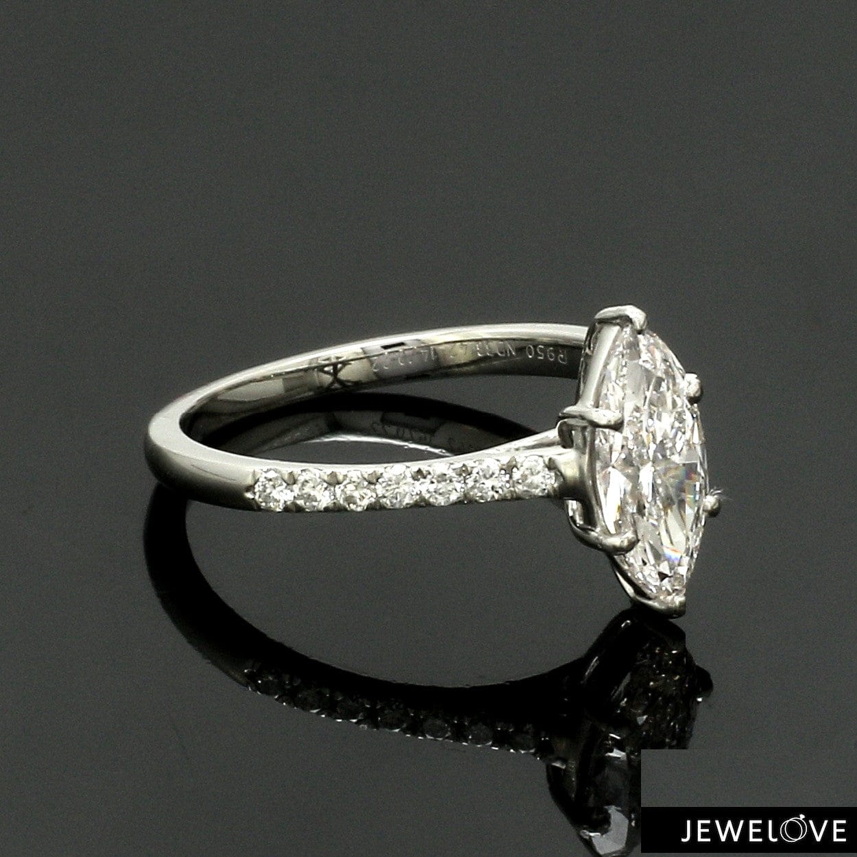Jewelove™ Rings Women's Band only Customised Marquise Cut Solitaire Diamond Shank Platinum Lab Grown Diamond Ring JL PT 19019-LGD